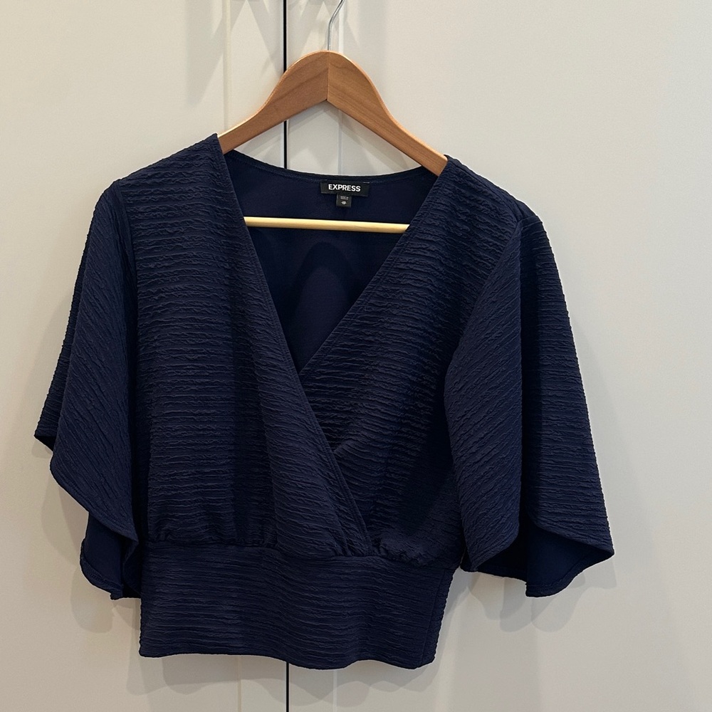 Express Deep Blue Textured Blouse